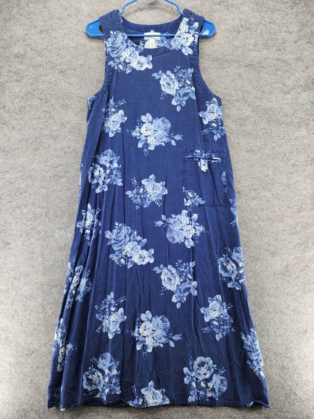 Talbots Petites Dress Womens 6 Sleeveless Blue Floral Maxi